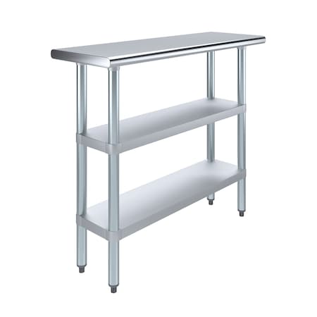 Amgood 14 in. x 48 in. Stainless Steel Table With Two Undershelves AMG WT-1448-2SH